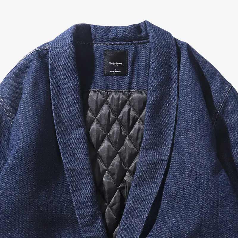 The Light blue haori with a simple, elegant indigo tone, combining traditional Japanese style with modern minimalism