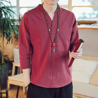 A man dressed with linen Japanese Shirt