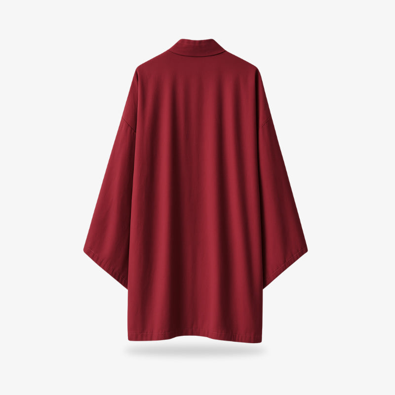 a long japanese women kimono with 3/4 sleeves