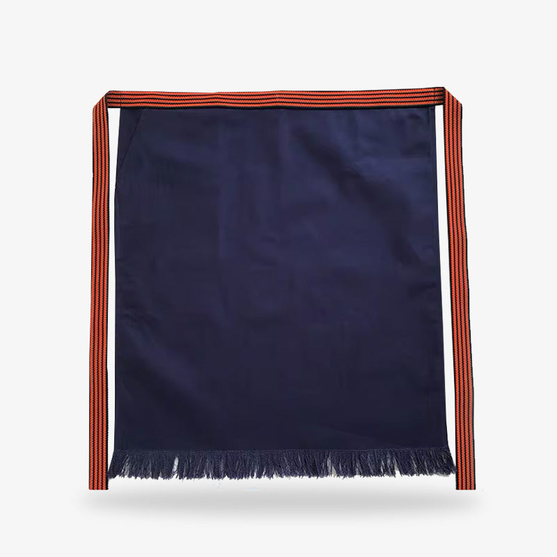 Maekake apron Japan made from premium navy cotton fabric, decorated with white kanji; designed for authentic culinary use and cultural respect.