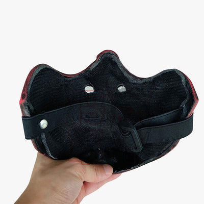 This mempo mask for sale is adjustable. It is a samurai mask