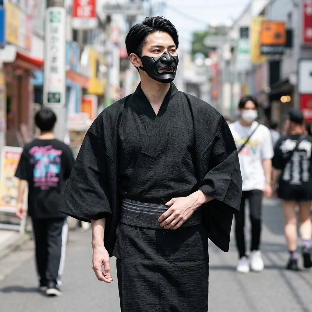 Mens Black Kimono