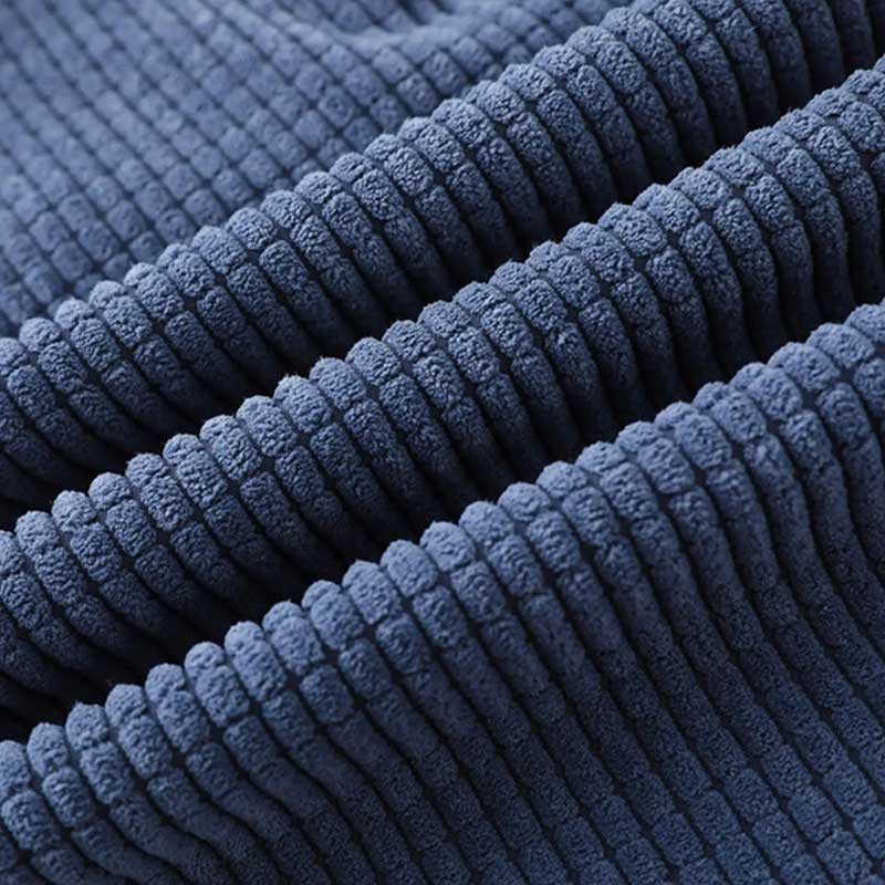 Material for Mens blue corduroy pants combining comfort and style with a nod to vintage Japanese trends.
