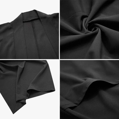 The modern kimono men is made from high-quality polyester and spandex.