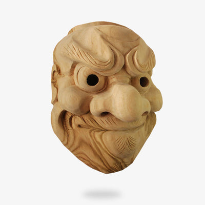 Obeshimi mask meaning a tall demon with frowning eyebrows. Material used is wood