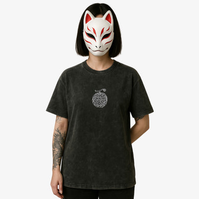 One Piece t-shirt with a demon fruit printed, celebrating the iconic Japanese manga and its legendary characters