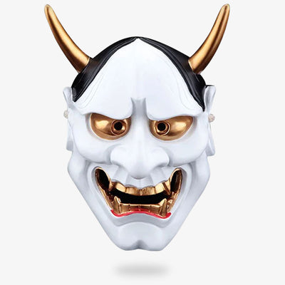 The Oni Mask hannya is a white demon with horns and fangs. It is also known as the Oni demon.