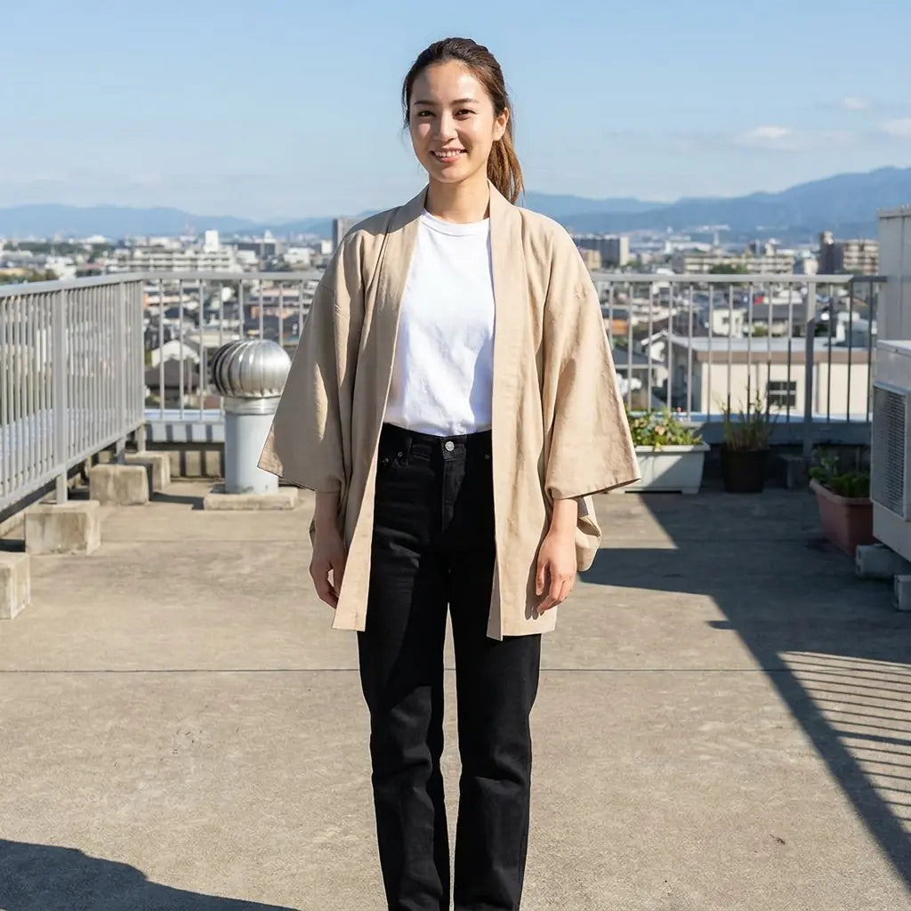 plain beige kimono wrap