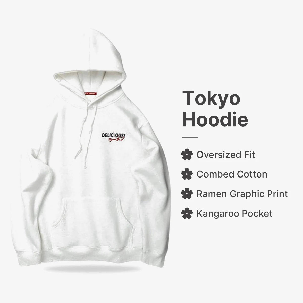 Tokyo Hoodie : Oversized Fit, Combed Cotton, Ramen Graphic Print, Kangaroo Pocket
