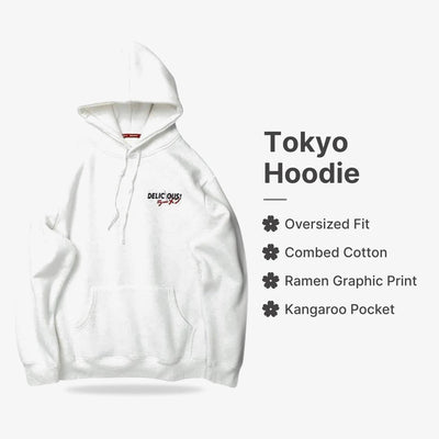 Tokyo Hoodie : Oversized Fit, Combed Cotton, Ramen Graphic Print, Kangaroo Pocket