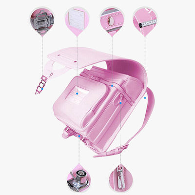 This blue japanese school bag is a randoseru buy apanese backpack made with leather material and blue color