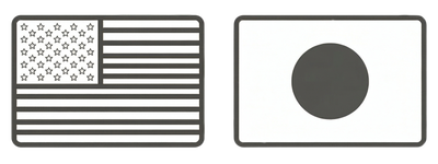 Outline of American and Japanese flags side by side of a responsive customer service logo japanese