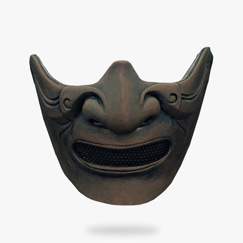 This samurai face mask is a japanese accesory. It's a half face of a Japanese Yurei ghost.
