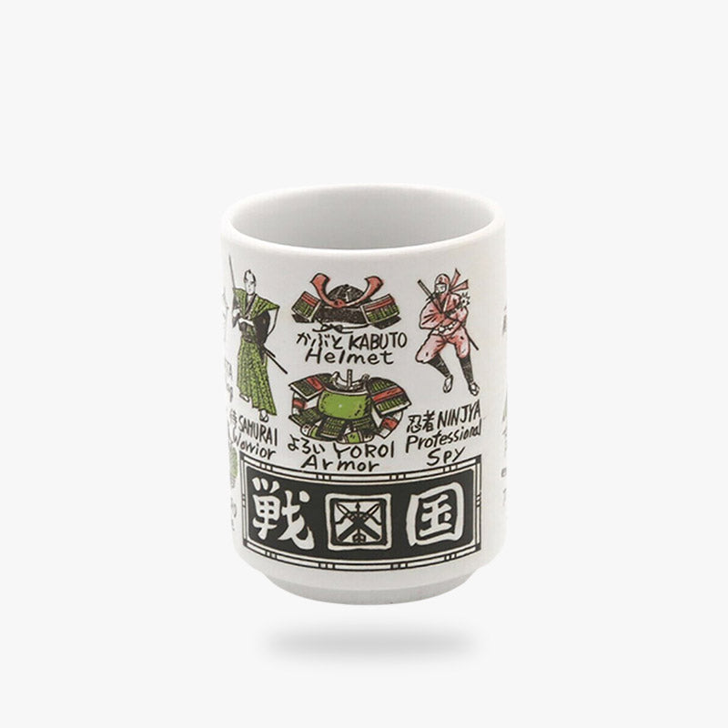 The samurai mug features an intricate design inspired by traditional Japanese samurai armor, combining cultural heritage with functional artistry for a unique drinking experience