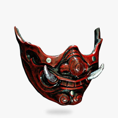 The samurai oni mask half face is handmade. It's a Japanese demon 
