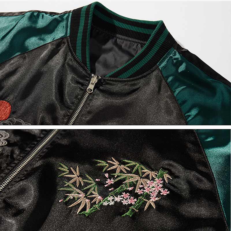 The sukajan bomber jacket tiger is a bold statement piece, combining traditional embroidery with modern style