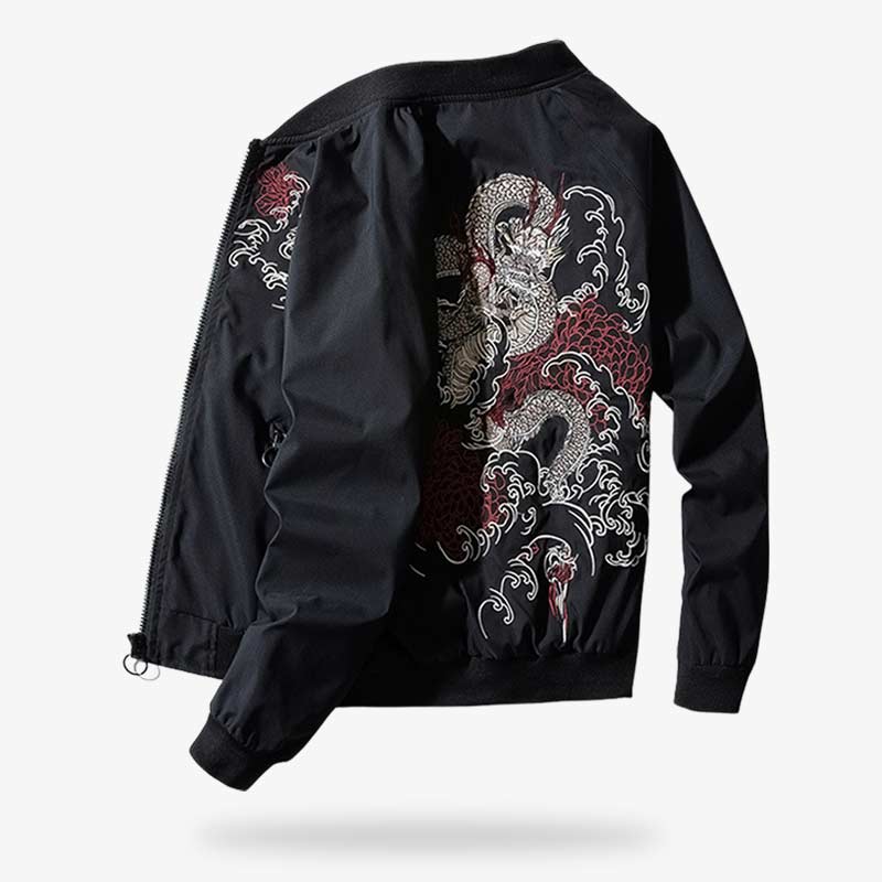 Splendid sukajan jacket original with Japanese dragon embroidery on the back