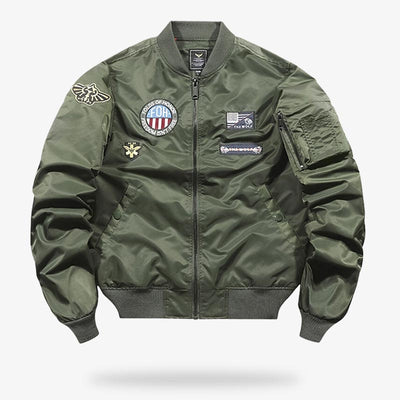 This sukajan tiger jacket is a Japanese bomber in green with US Army patches.