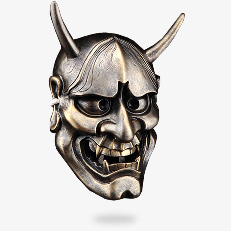 Buy a Japanese hannya mask if you love Japanese culture and Oni demon myths. This mask is the face of the vengeful demon Hannya. Japanese mask with horns and fangs