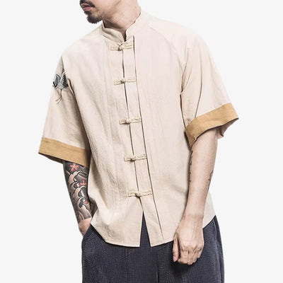 Tradition Japanese shirt with patterns or cuts influenced by cultural attire, ideal for a subtle yet meaningful fashion statement.