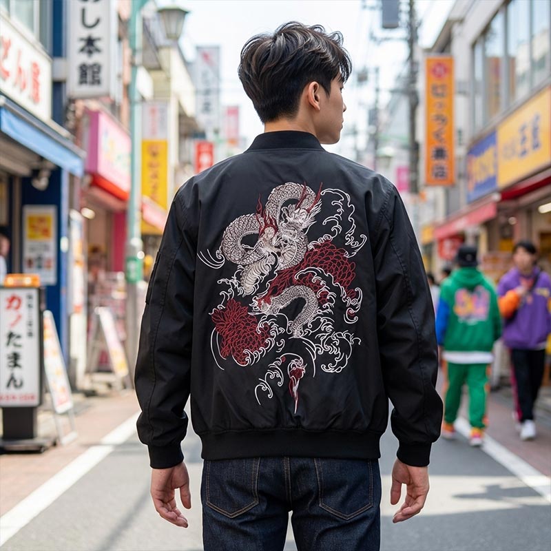 JAPAN JACKET souvenir jacket スカジャン Mens Sukajan Souvenir Jacket Reversible Japanese Pattern