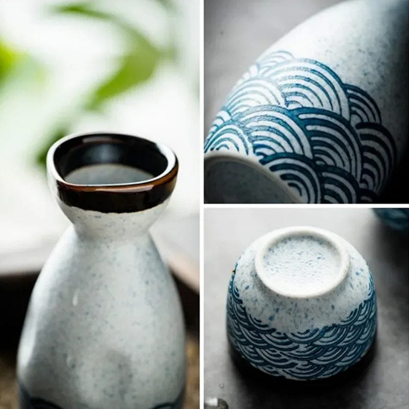 Vintage sake set made in Japan, featuring high-quality craftsmanship and traditional aesthetics