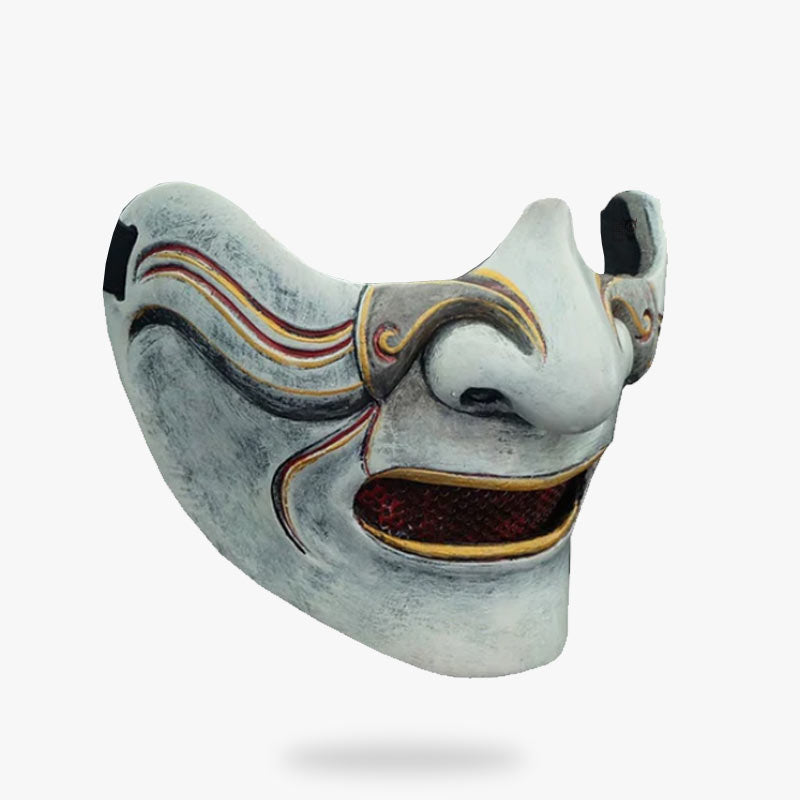 This warrior Japanese mask disguise is a yurei ghost face from Shinto folklore.