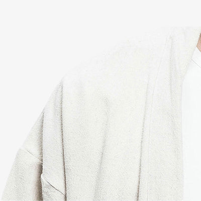 This white white kimono fabric is made from cotton and white linen. It's a soft, comfortable fabric