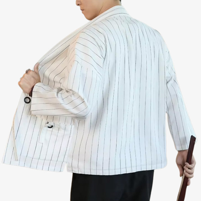 White kimono haori jacket made with soft fabric and clean finishes, ideal for pairing with modern or traditional attire