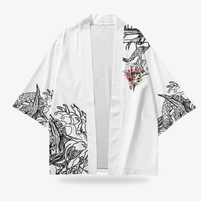a white kimono oni jacket with irezumi pattern
