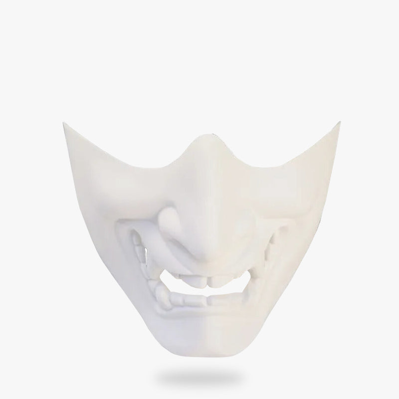 The white oni mask is a half face japanese demon