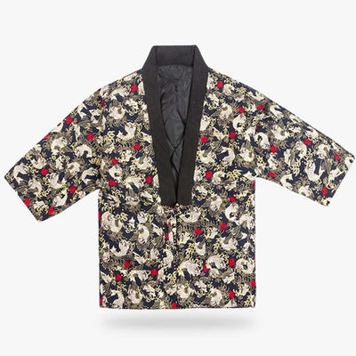 A winter hanten with japanese pattern printed on the quality cotton fabric