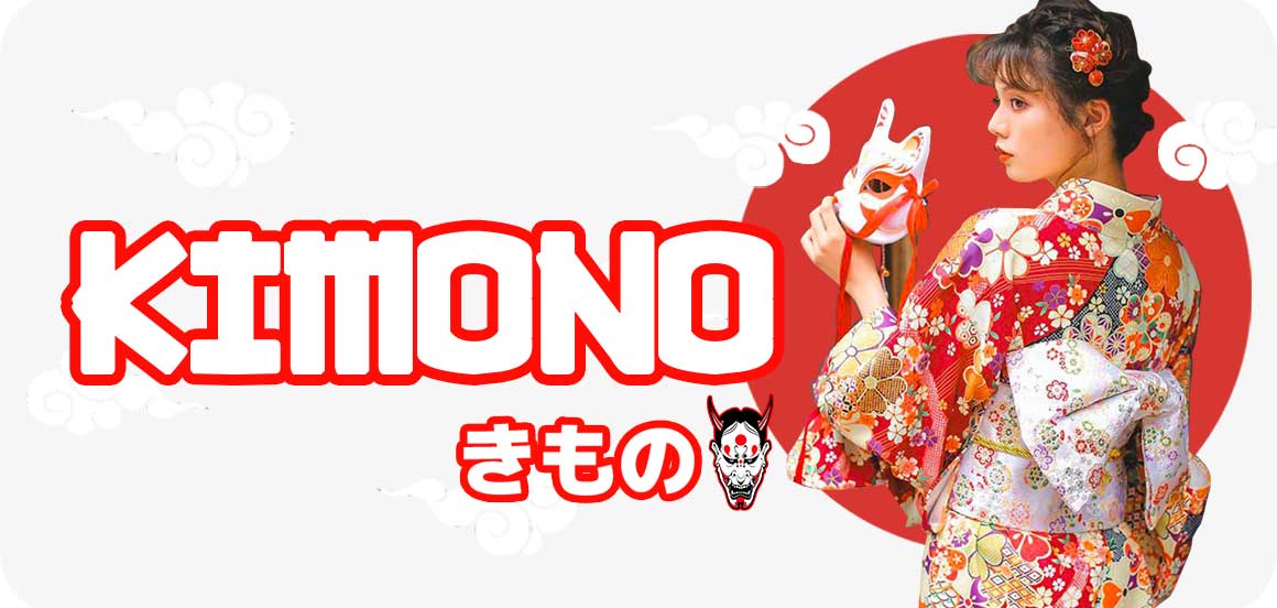 Women's kimono top is a traditional japanese clothing worn by geisha. This japanese outfit is popular in Japan. Wear the japanese kimono with an obi belt, traditional  japanese geta sandals, a sensu fan, and a kitsune mask.