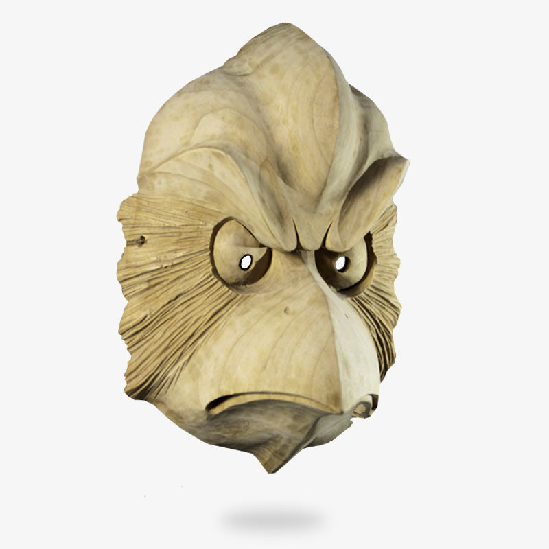 this wooden noh mask is the face an traditional tendu demon.