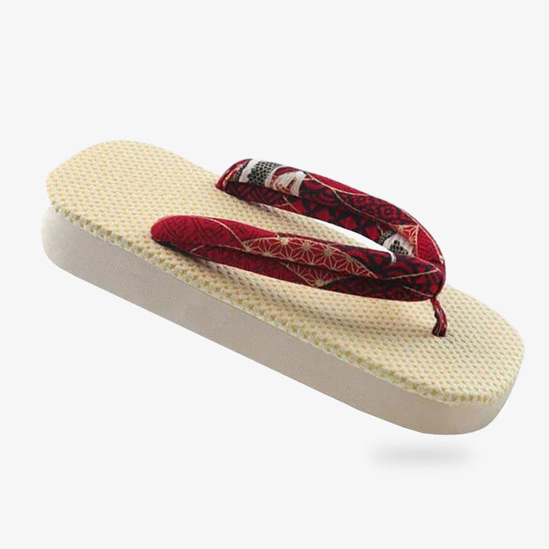 These flips fops are zori japanese sandals made with quality material and a strap printed with japanese motifs and red color