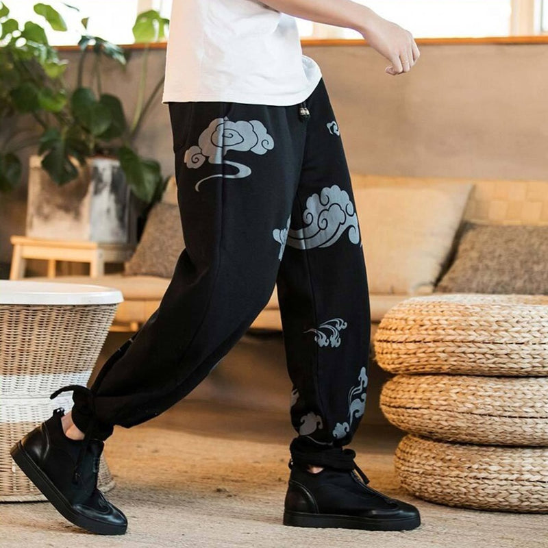 Pantalon large pour homme motifs japonais Kumo