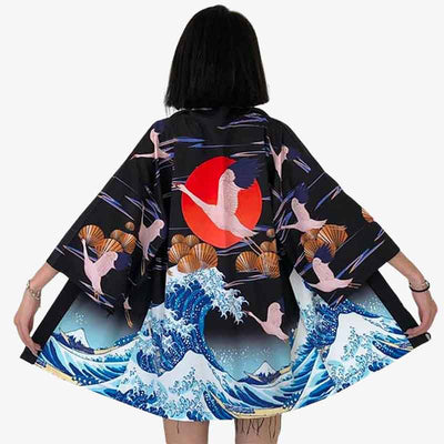 Japanese Crane Kimono Women's Jacket