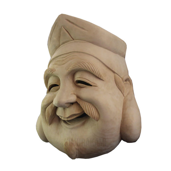 Japanese Noh Mask template representing an old man wih a hat