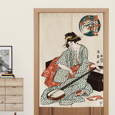 Japanese Noren Curtain with Japanese Motives