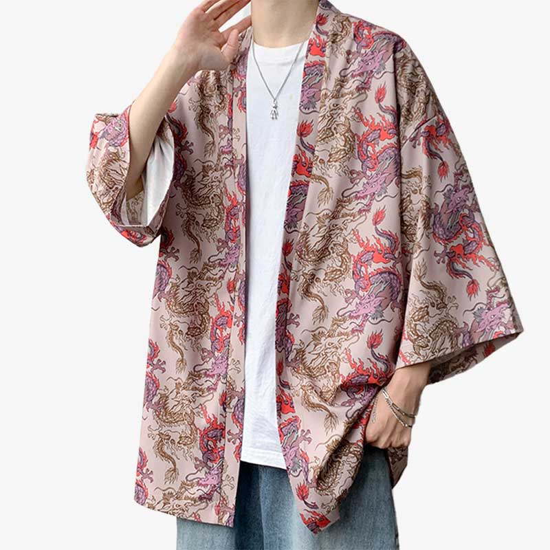 The haori dragon kimono jacket is oversized to suit every figure. It's a traditional Japanese garment