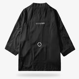 A black techwear haori jacket for dark Japanese streetwear style