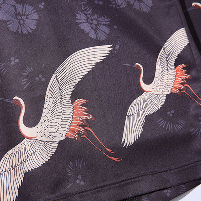 Japanese cranes patterns printed on cotton