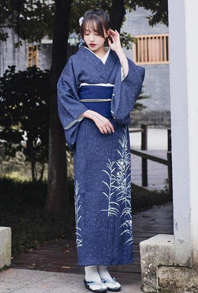 Blue kimono outfit best sale