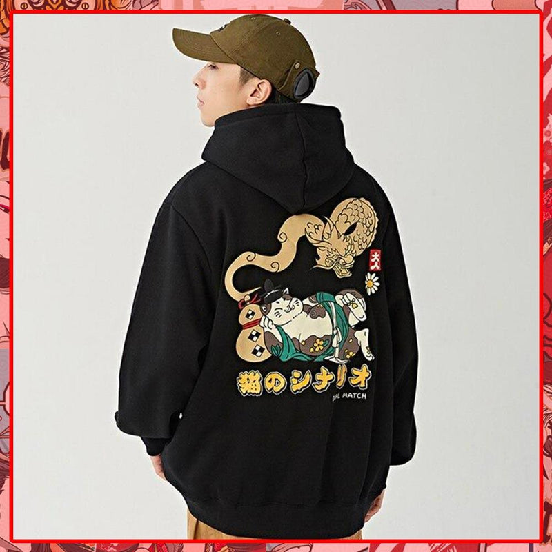 Japanese cat outlet hoodie