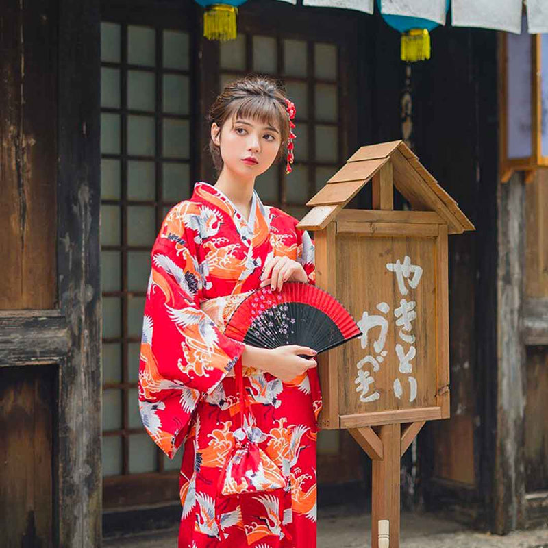 Japanese Kimono Red Dress