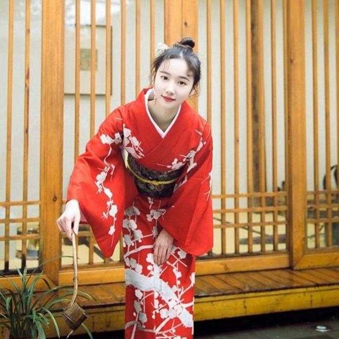 Japanese Red Kimono Dress