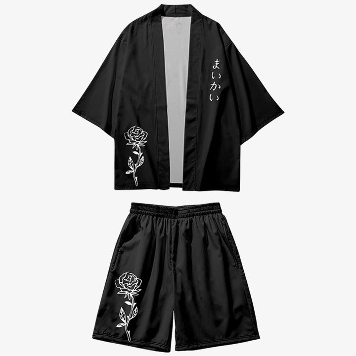 mando kimono jacket 黒 Black Kimono Jacket | Korokai