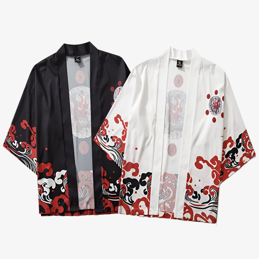 a men red and black kimono jacket
