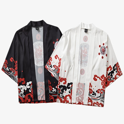 a men red and black kimono jacket
