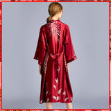 Red Women's Long Night Kimono
